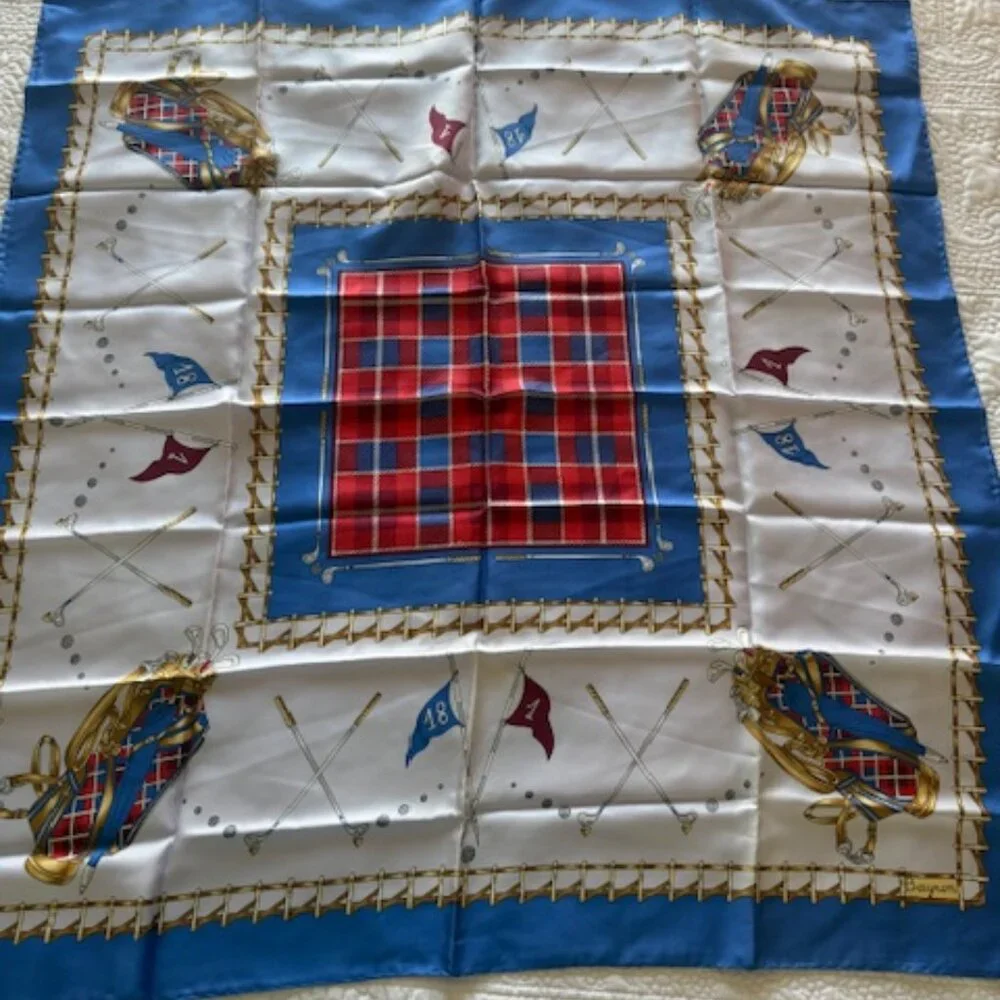 VINTAGE BAYRON GOLF PATTERN SILK SCARF